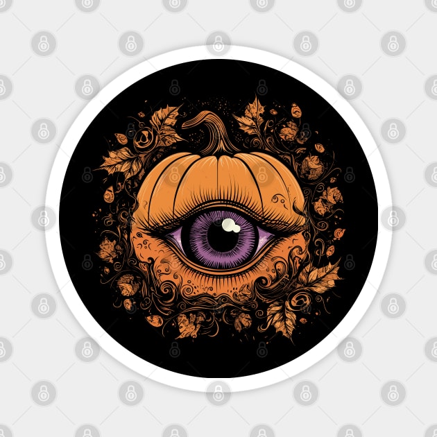 Halloween Pumpkin, Spooky Pumpkin Face Magnet by Apocatnipse Meow
